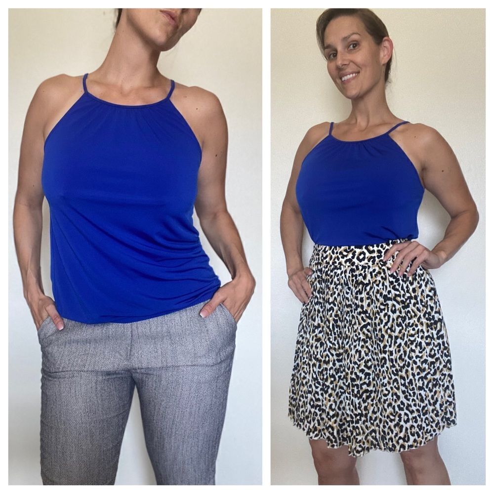 Express Blouse Royal Blue Sleeveless Small Office Preppy Bright Classy